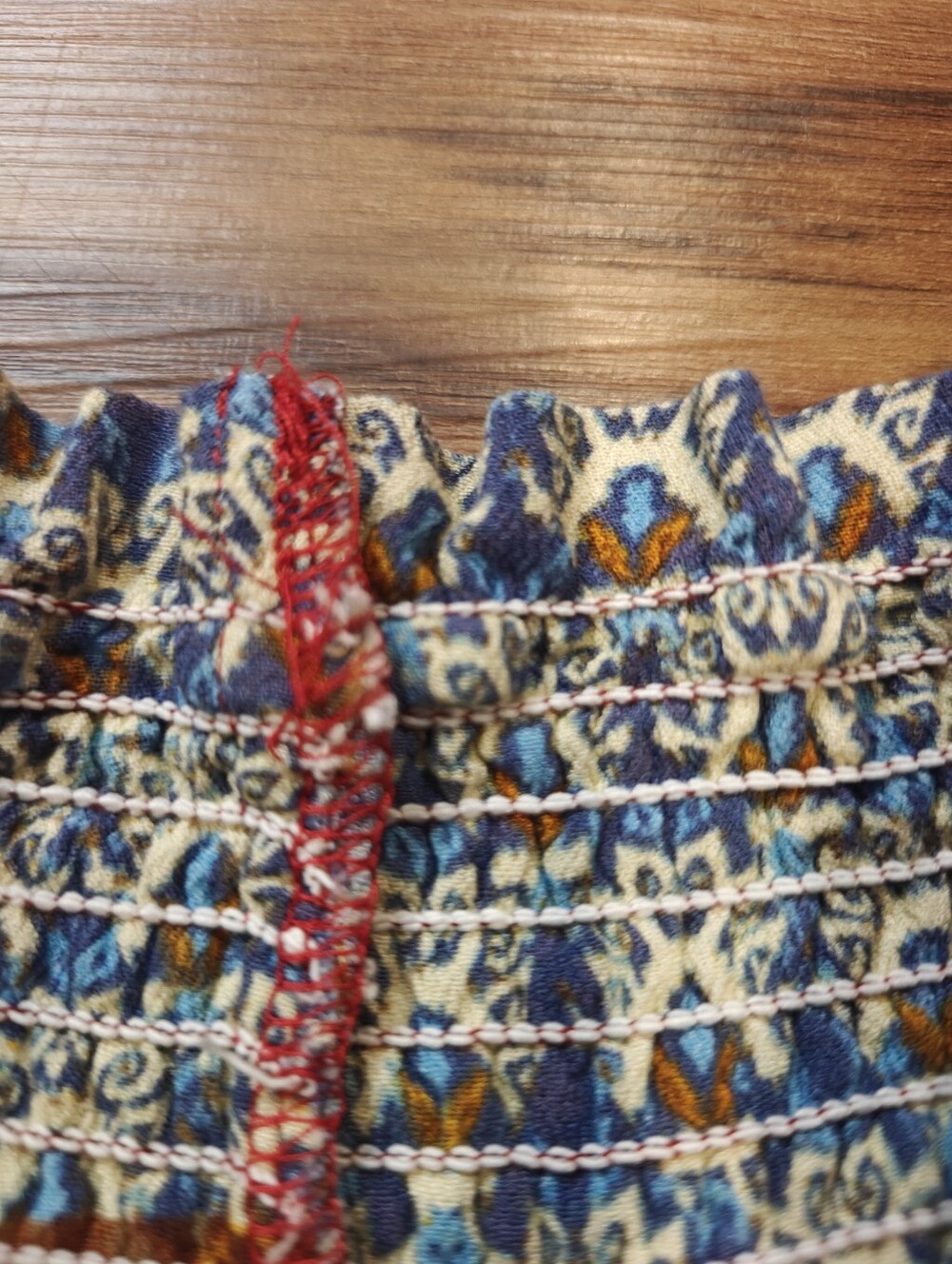 Main Strip Patchwork Wide-Leg Split Pants in Rust & Blue - Picture 6 of 8